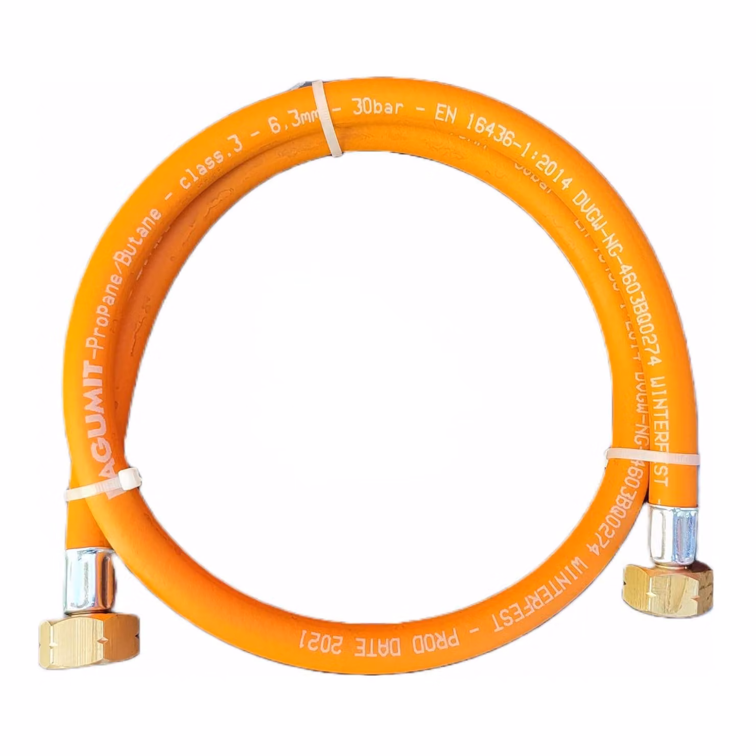 Tubo flessibile per gas propano-butano Zatechs ad alta pressione 0,5 m 30 bar Ø6,3 mm 2x 21,8 mm filettatura sinistrorsa Tubo di collegamento Trasferimento bombole di gas 11 kg 33 kg
