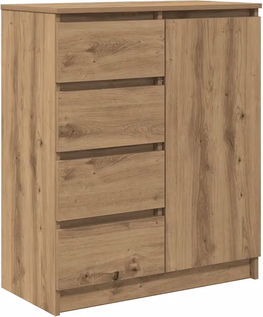Credenza moderna in legno color rovere con cassetti per soggiorno e sala da pranzo L: 71 cm, P: 35 cm, H: 84 cm