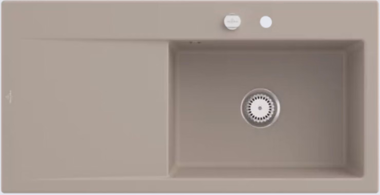 Lavello da cucina rettangolare Villeroy&Boch, lavello da cucina Subway Style 60 Almond CeramicPlus 1000x510mm, larghezza base 60 cm
