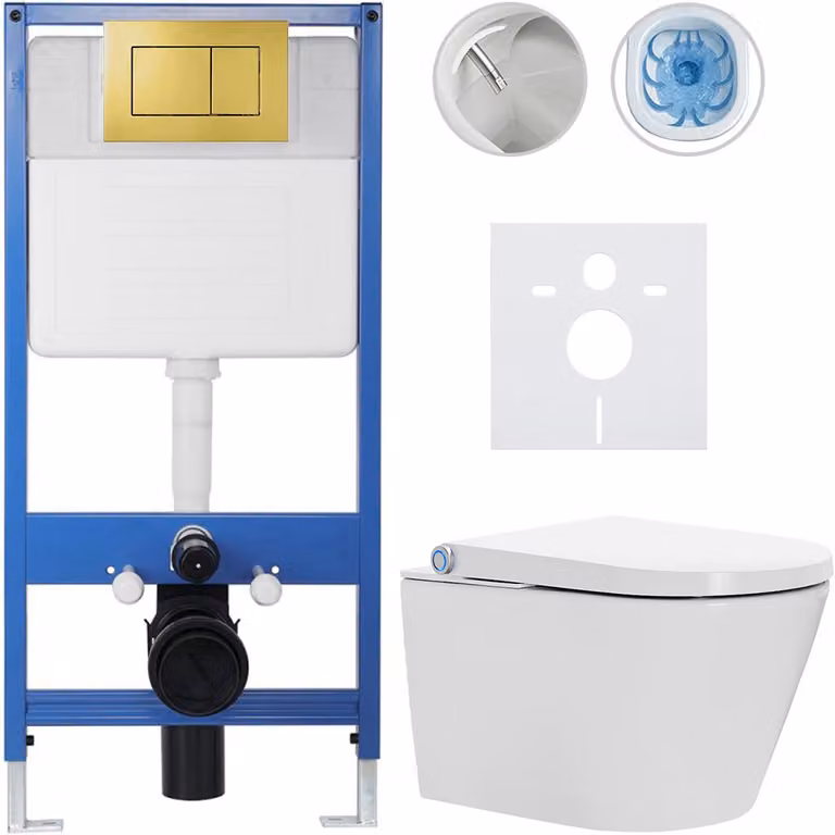 Set completo per WC Profi/Cronus Standard - bianco lucido - pulsante per WC Classic/Oro - installazione a muro - 59,3 x 38,4 cm