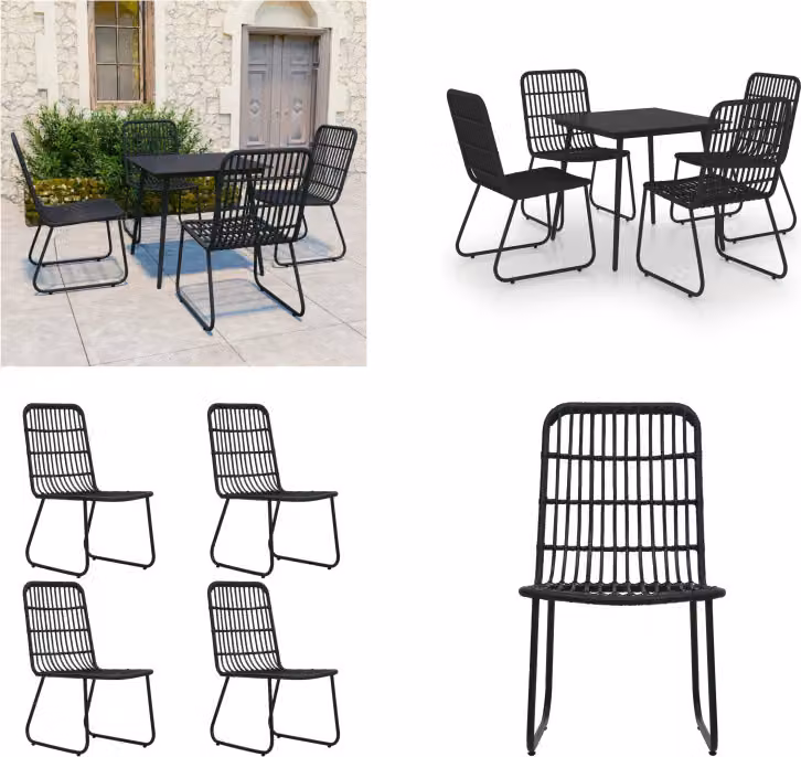 vidaXL set da pranzo da giardino 5 pezzi in rattan e vetro - Set da pranzo da giardino - Set da pranzo da giardino - Set da pranzo - Set da pranzo