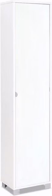 Mobile colonna portaoggetti SARMOG con 1 anta e ripiani interni, colore Bianco opaco, L: 43 cm, P: 29 cm, H: 190 cm