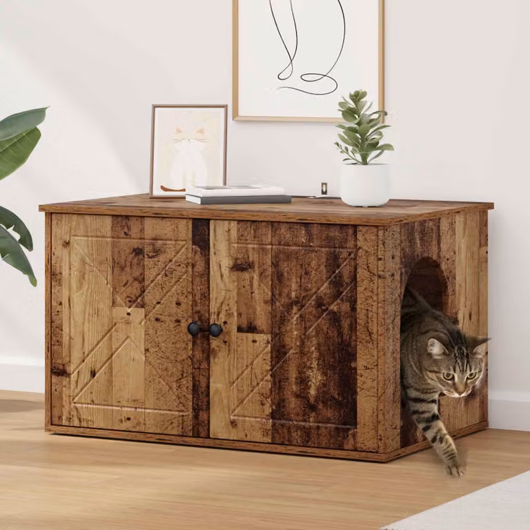 Casa per gatti vidaXL in legno color marrone, L 85 cm x P 55 cm x H 50,5 cm