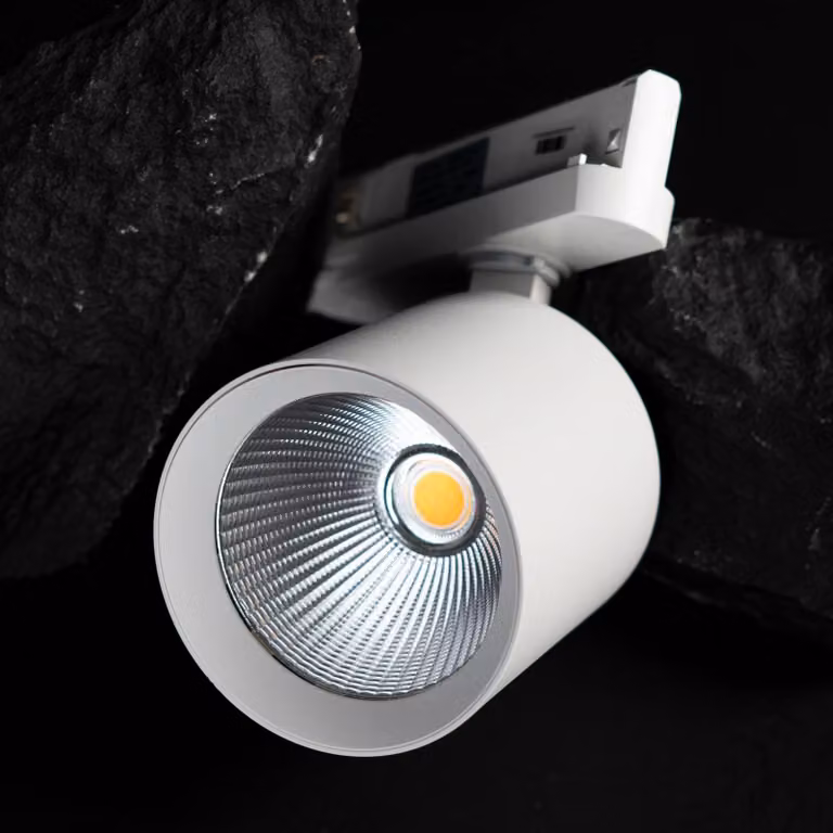 The Light Group SLC LED track spot Fox, bianco, 3.000 K, sistema binario trifase Fox, Bianco / Opale, Soggiorno / Sala da pranzo, Alluminio