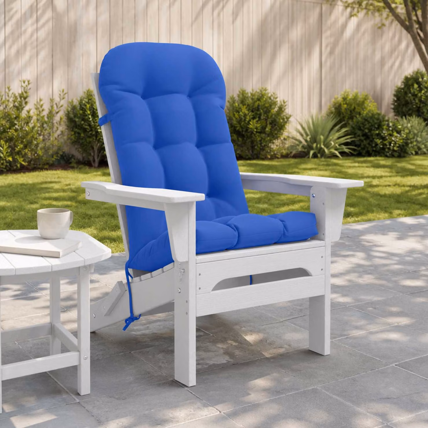 vidaXL Cuscino per Lounger Sole PUTTEN Blu Reale in Poliestere con Lacci di Fissaggio