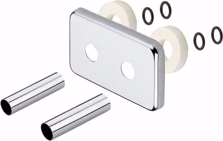 Rosone rettangolare per set di connessione TWIN, acciaio inox spazzolato