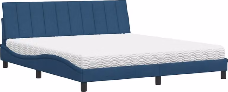 Letto con Materasso Hanko Blu 180x200 cm in Tessuto