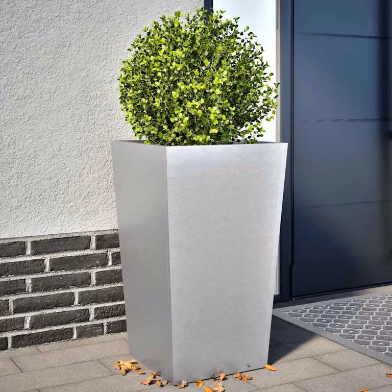 Set di 2 fioriere da giardino vidaXL in acciaio zincato argento, L/P/H: 45 x 45 x 75 cm