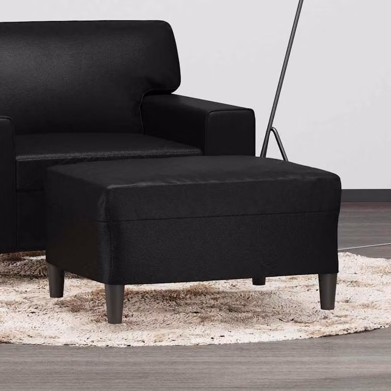 Poggiapiedi vidaXL in similpelle nera per soggiorno e camera da letto, L: 70 cm, P: 55 cm, H: 41 cm