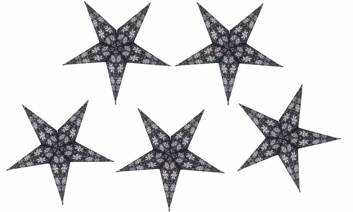 Set di 5 stelle di carta per luci decorative, 20 cm, pieghevoli, design 3