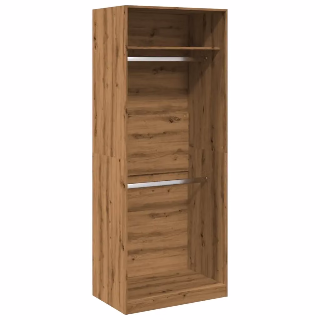 Armadio vidaXL in legno color rovere con ante a battente e appendiabiti, L: 80 cm, P: 50 cm, H: 200 cm – 2