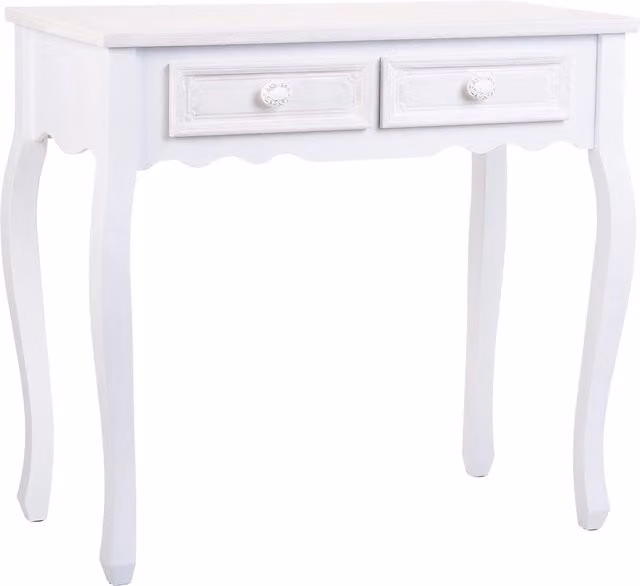 Mobile da ingresso in legno con 2 cassetti bianchi 80x40x75