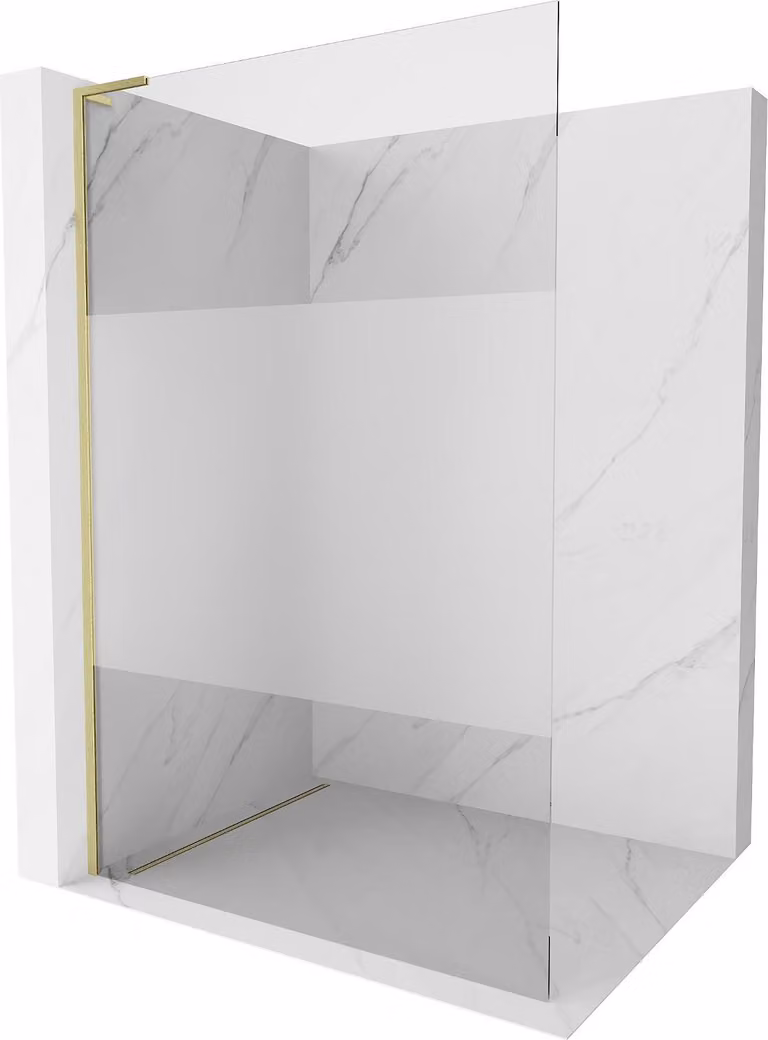 Mexen Kioto L parete doccia Walk-in 100 x 200 cm, trasparente/ghiacciato, oro spazzolato - 800-100-103-55-35