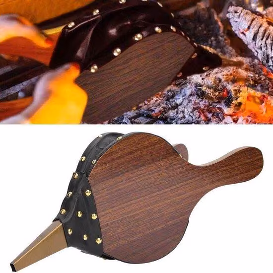 Soffietto per accendifuoco a legna - Soffietto per barbecue da campeggio, focolare esterno, stufa a legna - 15,7 x 7 pollici