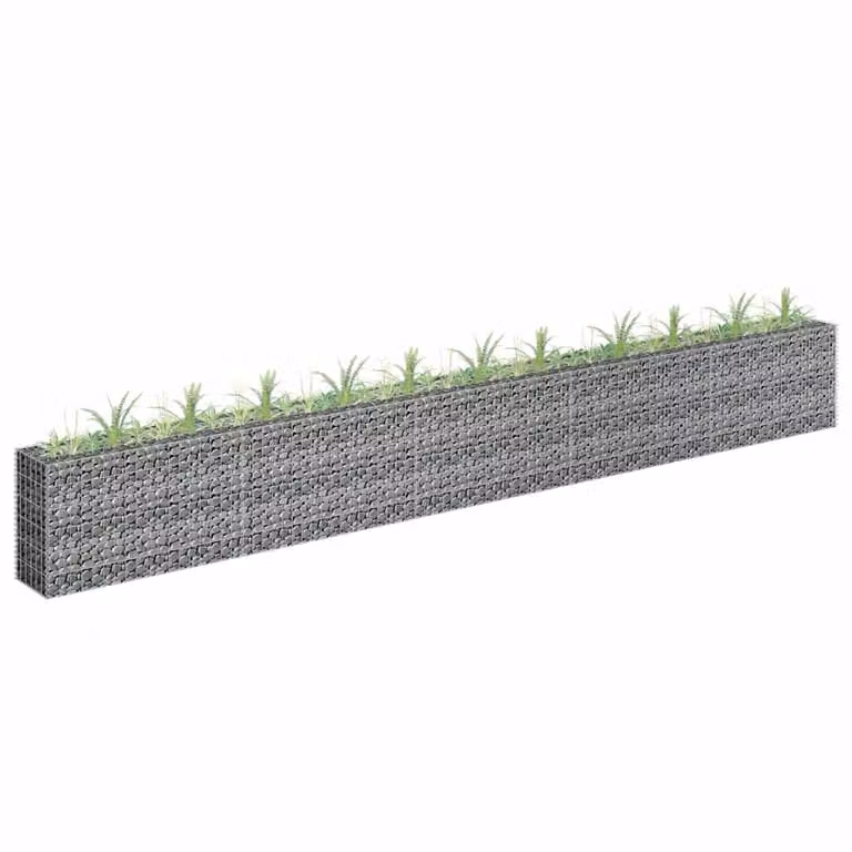 vidaXL Letto Rialzato a Gabbione in Acciaio Zincato Grigio L: 450 cm, P: 30 cm, H: 60 cm