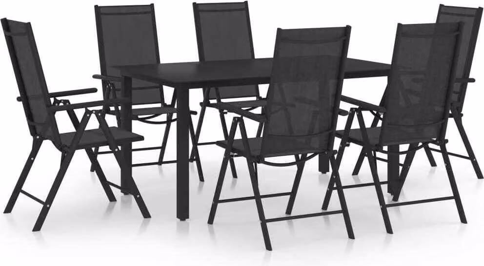 Maison Exclusive - Set da pranzo da giardino 7 pezzi in alluminio nero