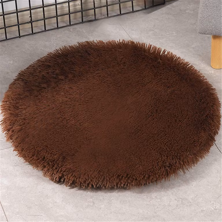 Tappetino per cani, cuccia per animali domestici, diametro 80 cm, colore caffè, in peluche, lavabile