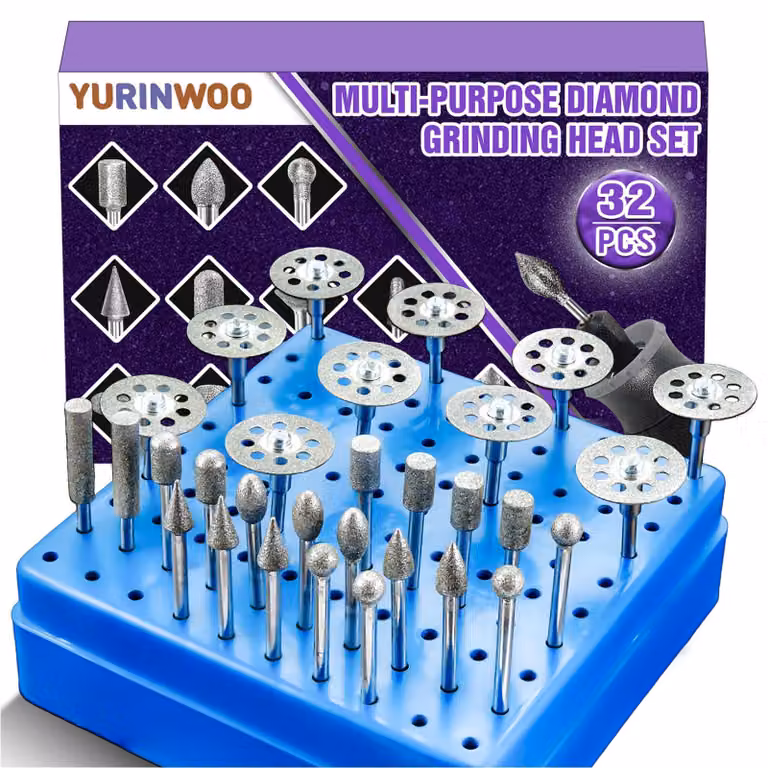 Set di frese diamantate da 32 pezzi, grana 120, attacco da 3 mm
