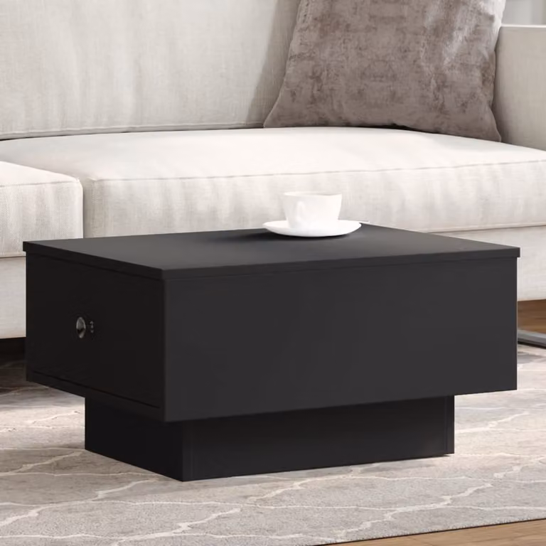 vidaXL Tavolino da Salotto Nero in Legno e Metallo L: 60 cm, P: 45 cm, H: 31 cm