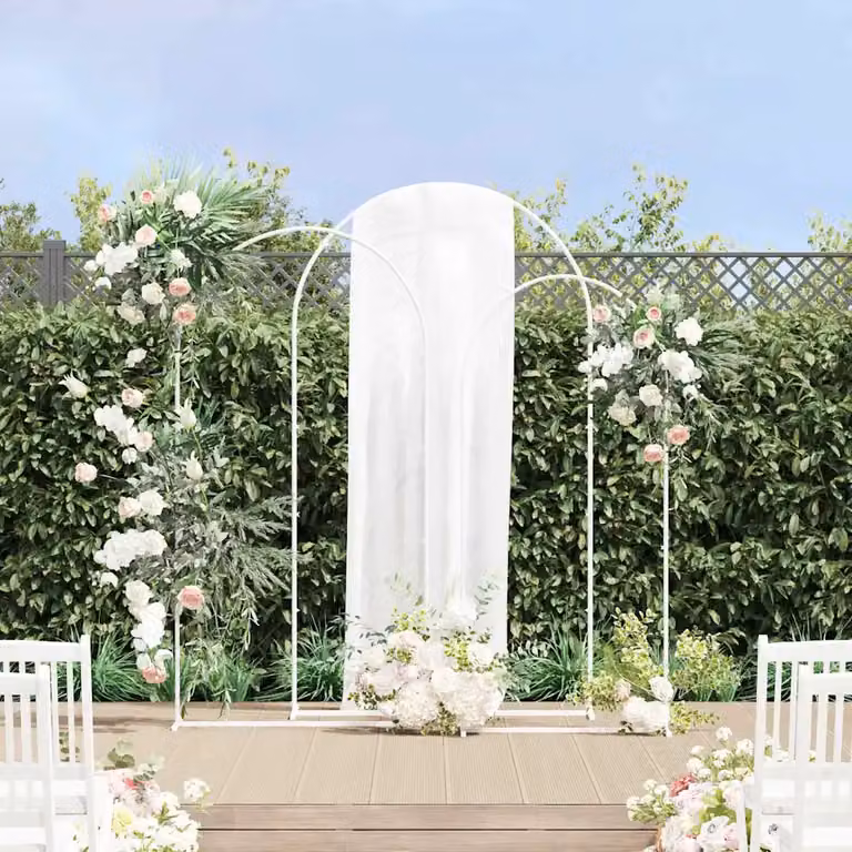 Set di 3 archi nuziali moderni vidaXL in acciaio bianco L/P/H: 120 x 40 x 217 cm