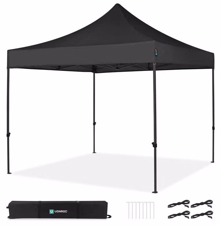 Tenda pieghevole 3x3 metri - Impermeabile e con protezione UV - Colore nero