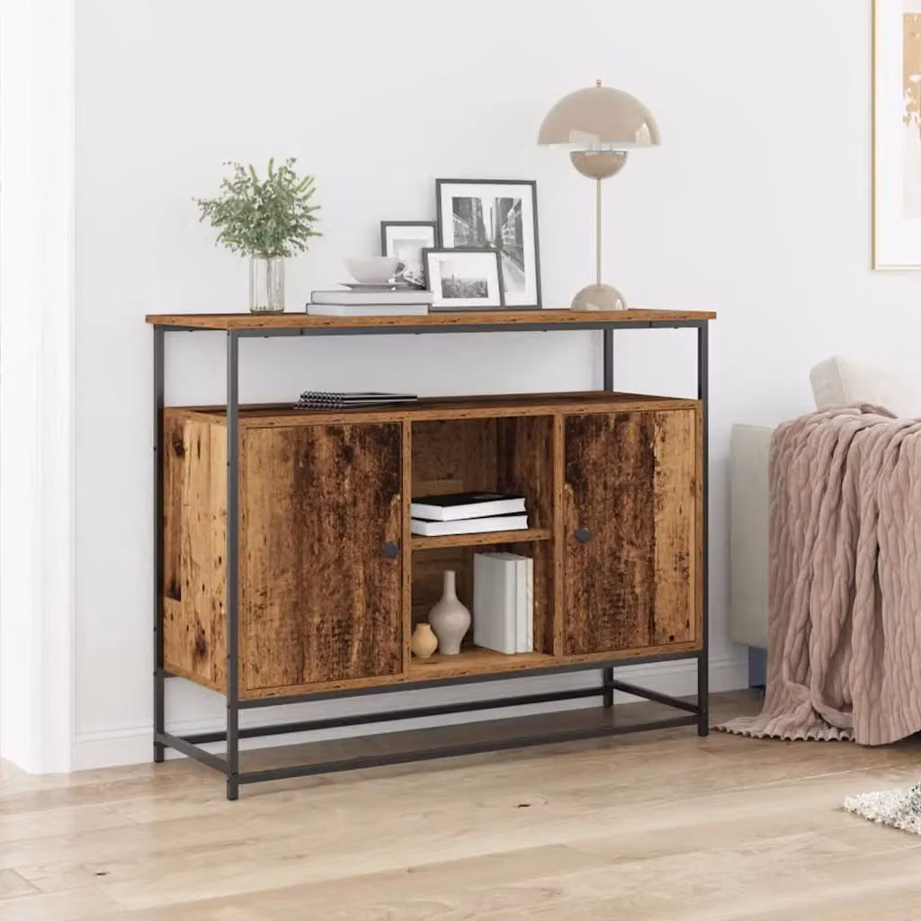 Credenza moderna vidaXL in legno ingegnerizzato color marrone, L 100 x P 35 x H 80 cm