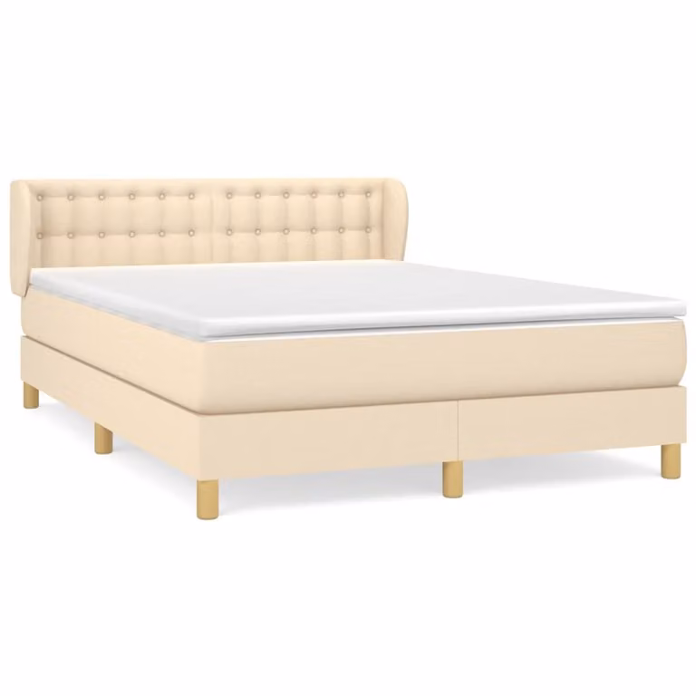 Giroletto a Molle con Materasso Crema 140x200 cm in Tessuto