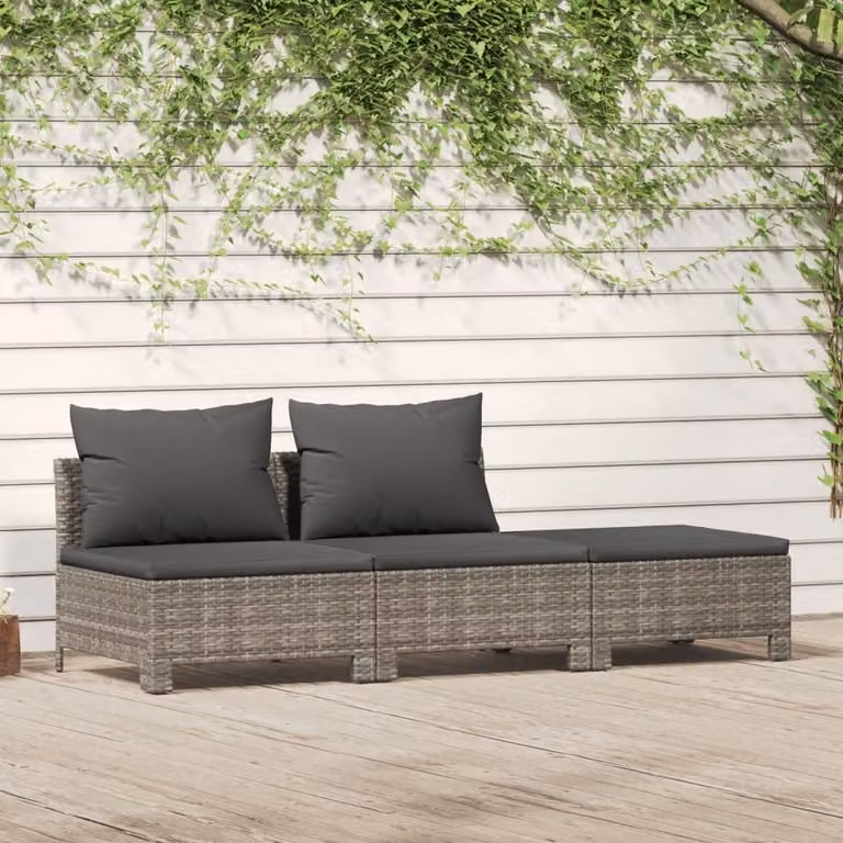 Maison Exclusive - Set da giardino 3 pezzi con cuscini grigio in polyrattan