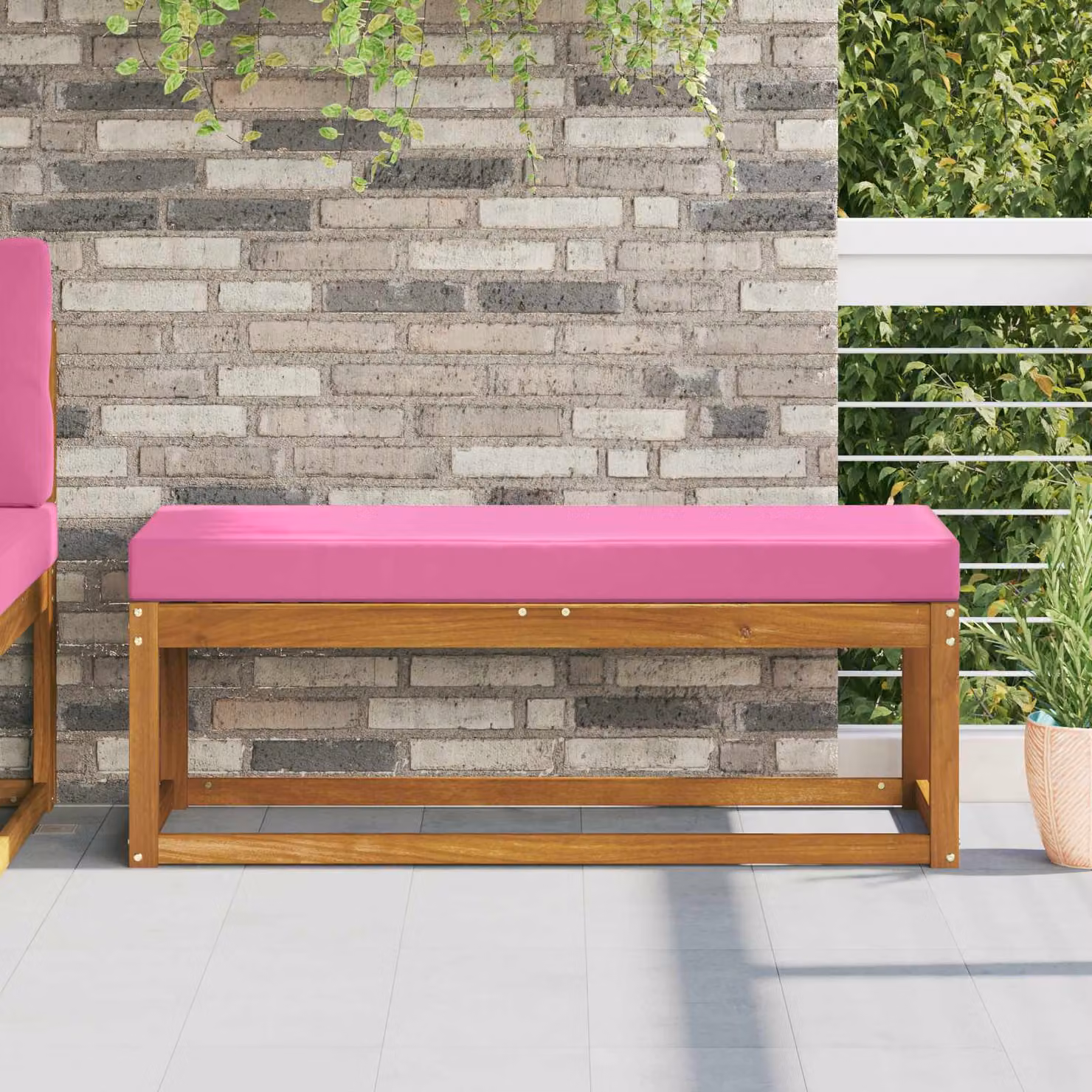 vidaXL Cuscino da Sedia Esterno in Poliestere Rosa L 115 x P 40 x H 8 cm