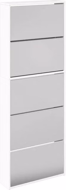 Scarpiera | Mobile per scarpe con Specchio a 5 Livelli Bianco Lucido 63x17x169,5 cm