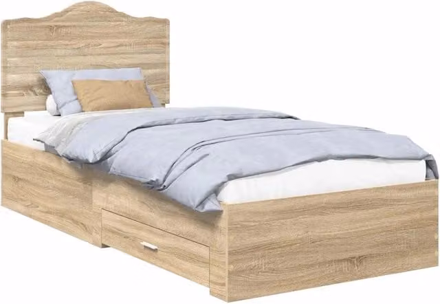 Letto singolo | Letto per adulti | Struttura del letto Rovere Sonoma 90 x 200 cm Legno multistrato