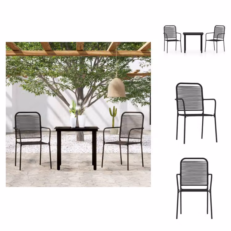 vidaXL Set da pranzo da giardino 3 pezzi nero - Set di mobili da giardino