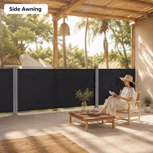 Extendable Side Awning, Black, 180x1000 Cm