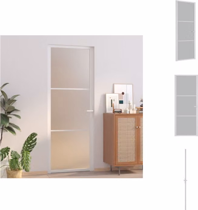 vidaXL Porta interna 76x201,5 cm Vetro satinato bianco e alluminio - Porte d'ingresso