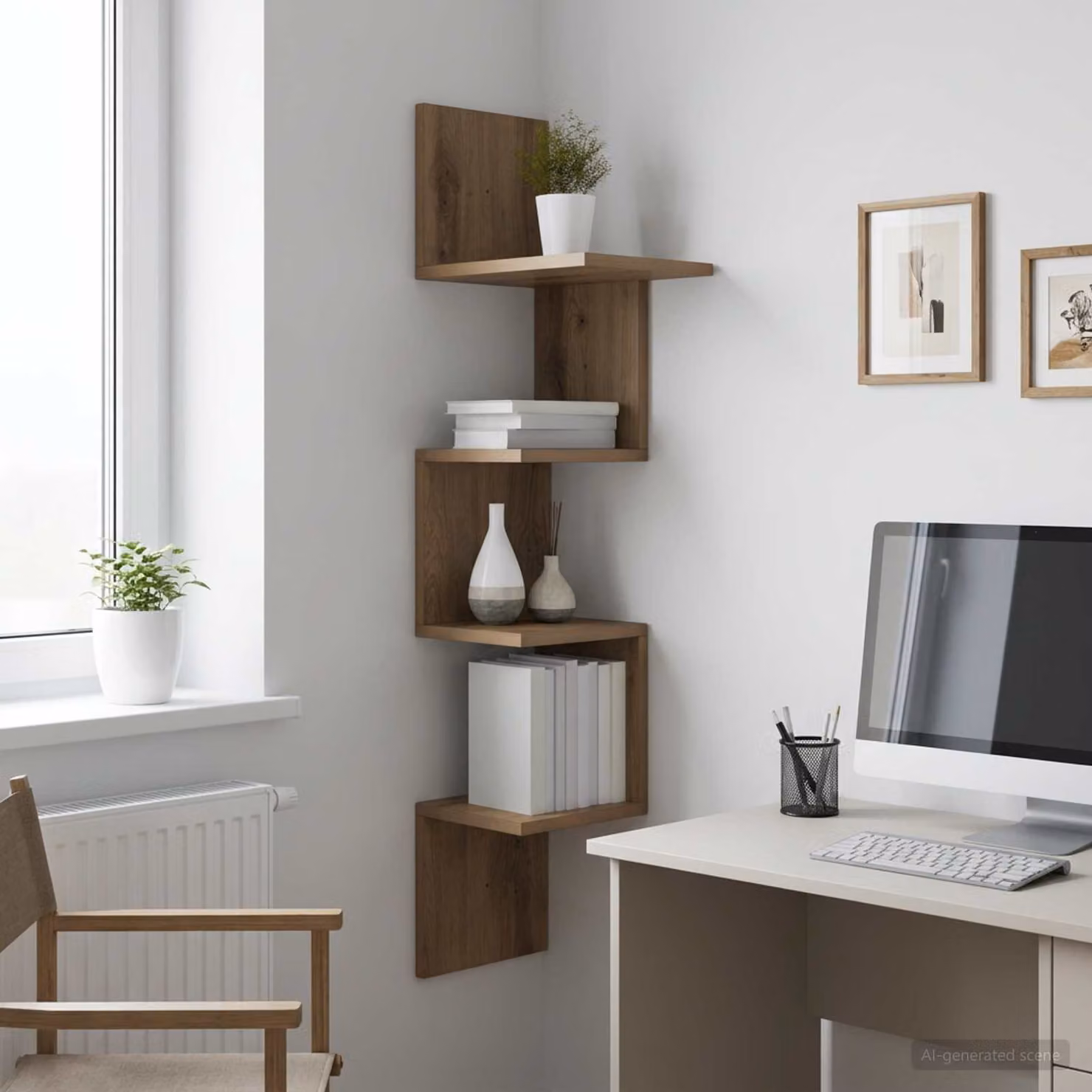 Scaffale da parete moderno vidaXL in rovere color marrone L: 32 cm, P: 21 cm, H: 107 cm