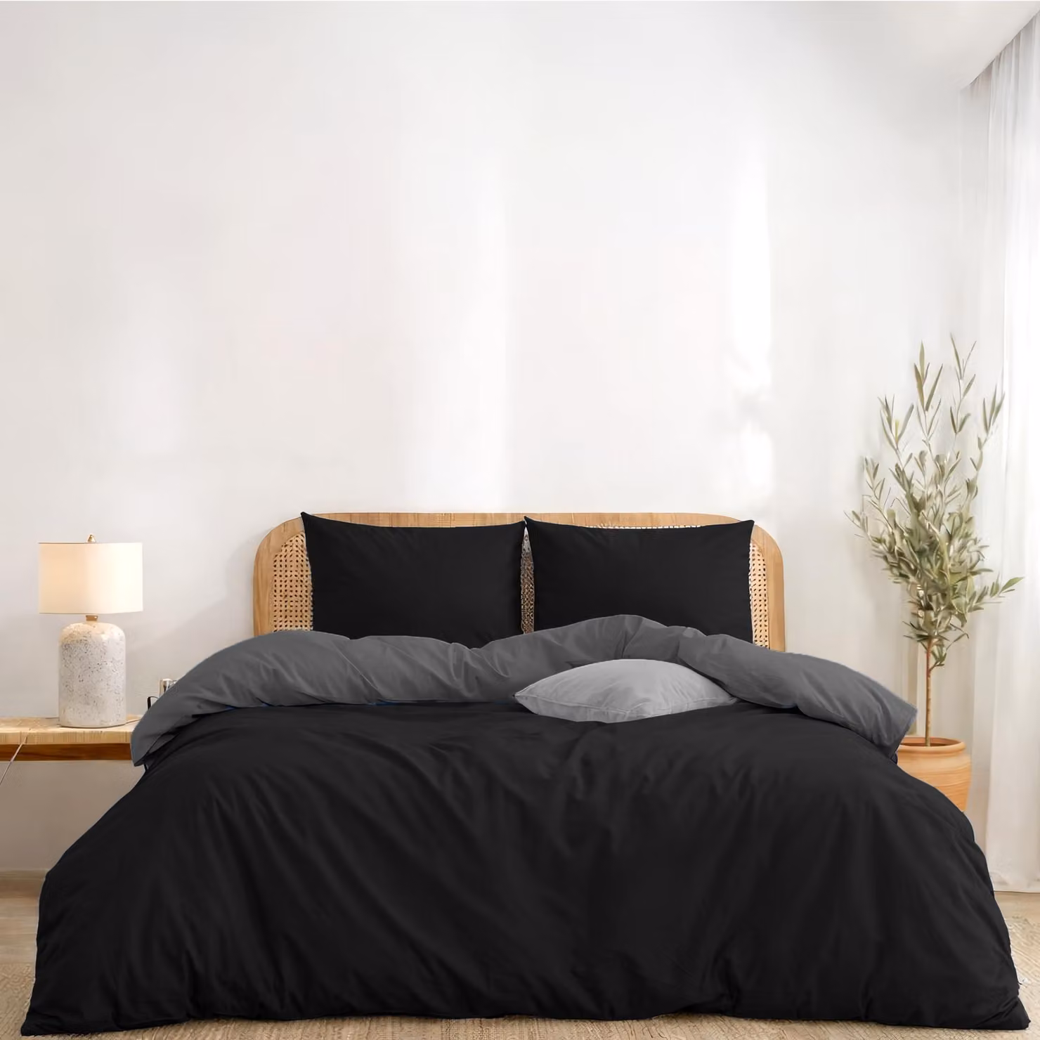 Copertura per letto in microfibra, 240 x 260 cm, design reversibile, con federe, ideale per la camera da letto