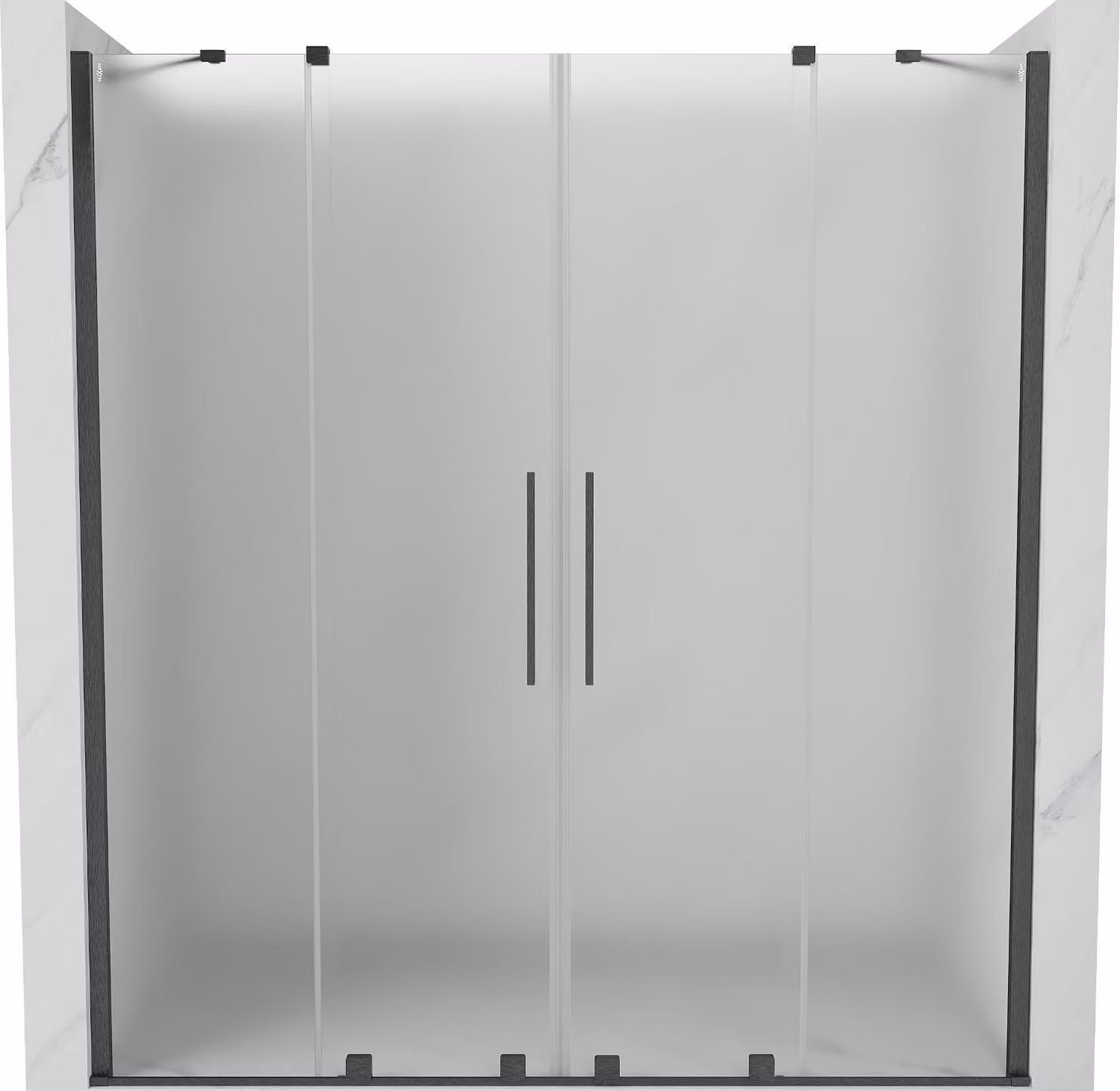 Mexen Velar Duo porta doccia scorrevole 200 cm, brina, grigio canna di fucile spazzolato - 871-200-000-32-66