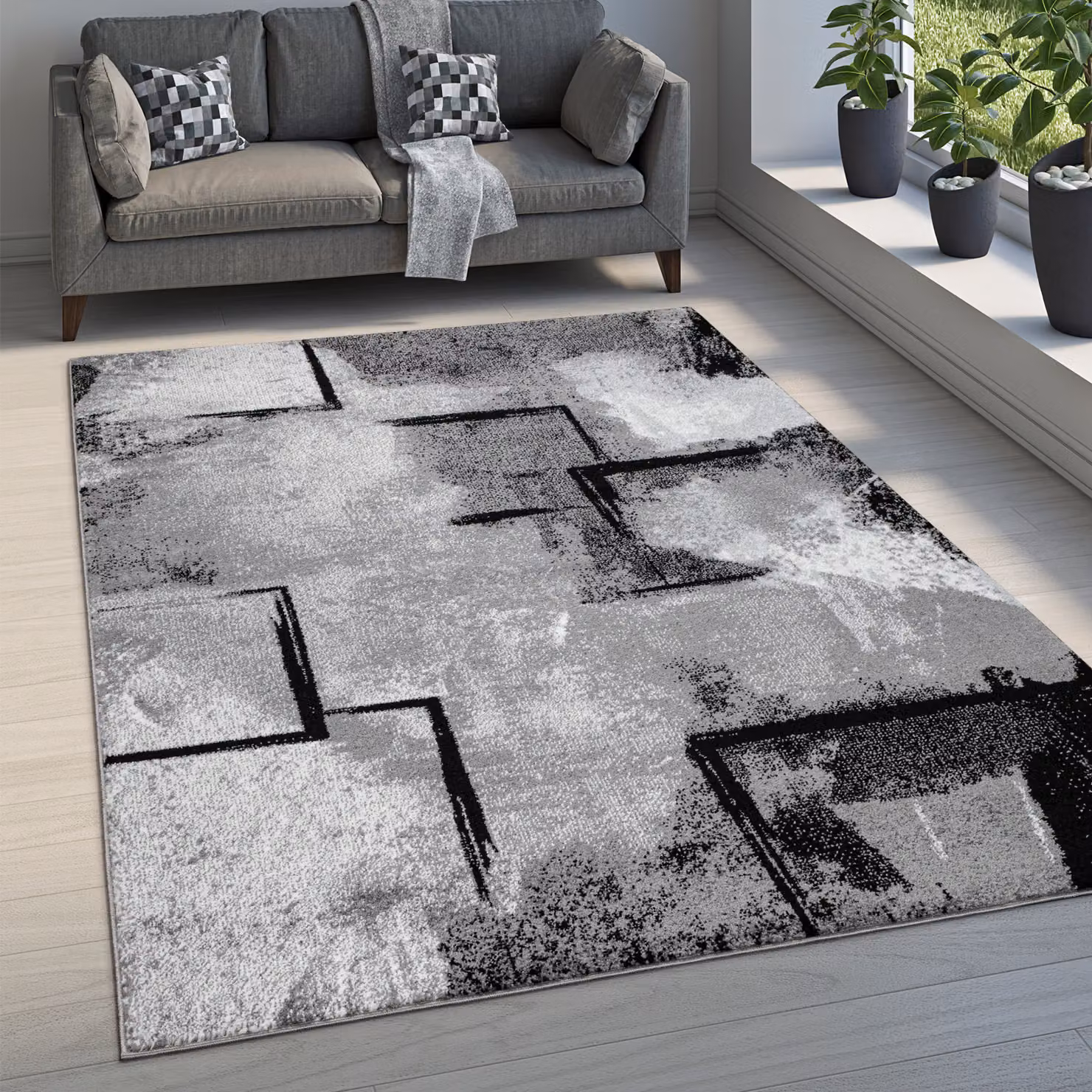 Tappeto Monde grigio con design moderno e astratto L: 240 cm x P: 340 cm – 3