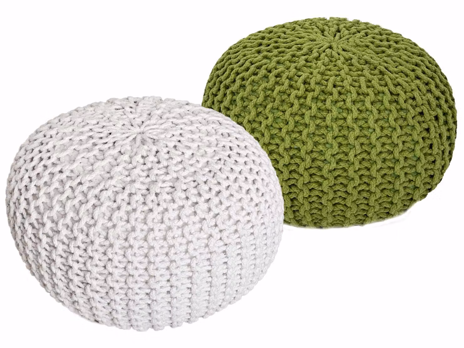 Set di 2 pouf a maglia pouf sedile pouf sedile pouf cuscino da terra Ø 55cm bianco/neon