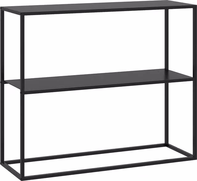 Consolle da ingresso moderna HOMCOM in metallo nero con 2 ripiani, L 90 cm x P 30 cm x H 75 cm