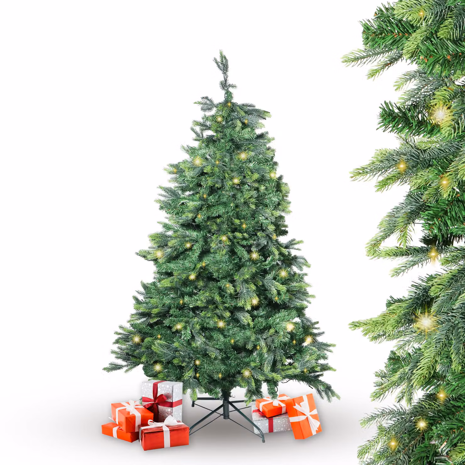 Albero di Natale artificiale BonTree Abete 180 cm con illuminazione 210 LED bianco caldo