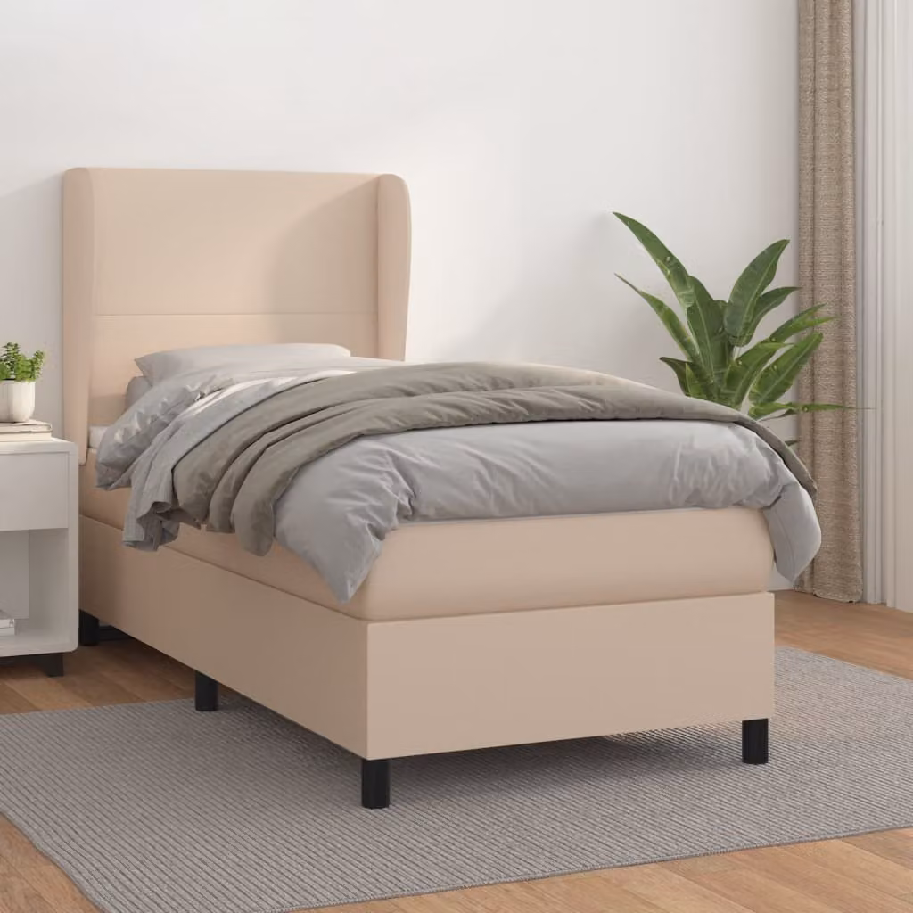 The Living Store Letto a molle insacchettate Materasso cappuccino marrone 100x200cm Similcuoio