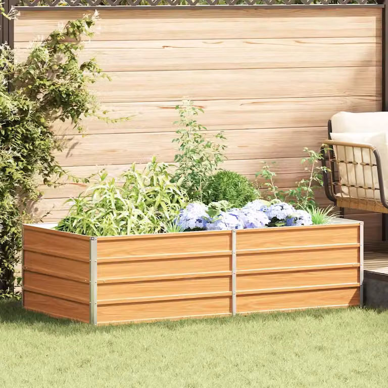 Letto rialzato da giardino vidaXL in acciaio galvanizzato Marrone L: 160 cm, P: 80 cm, H: 45 cm