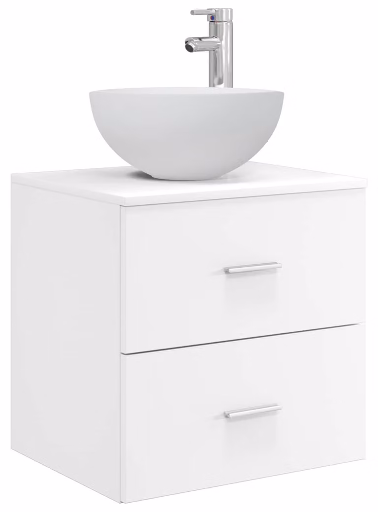 Mobiletto con Lavabo a Parete Bianco 49,5 x 35 x 63 cm