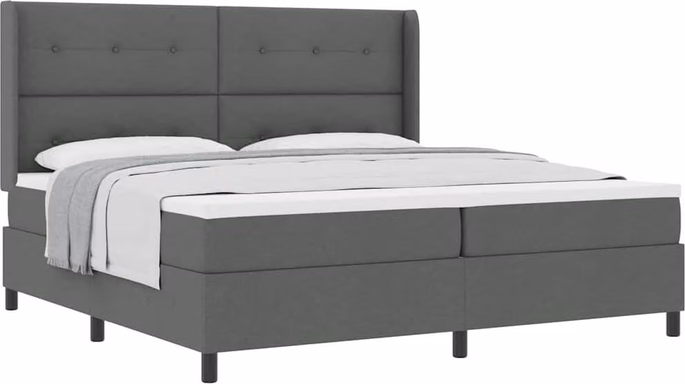 Letto a molle con materasso grigio scuro 200 x 200 cm in tessuto