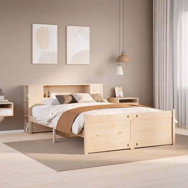 Letto Libreria senza Materasso 135x190 cm in Legno di Pino 3322431