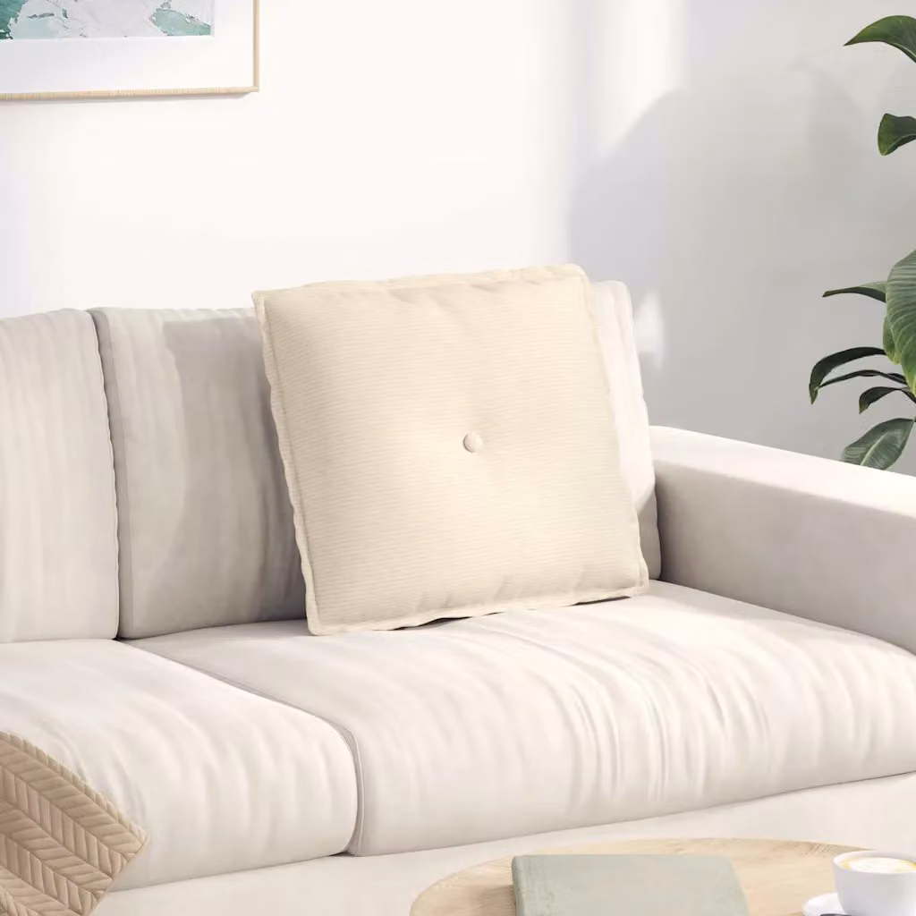 vidaXL Cuscino per Schiena in Velluto a Costine Beige L 50 cm x P 45 cm