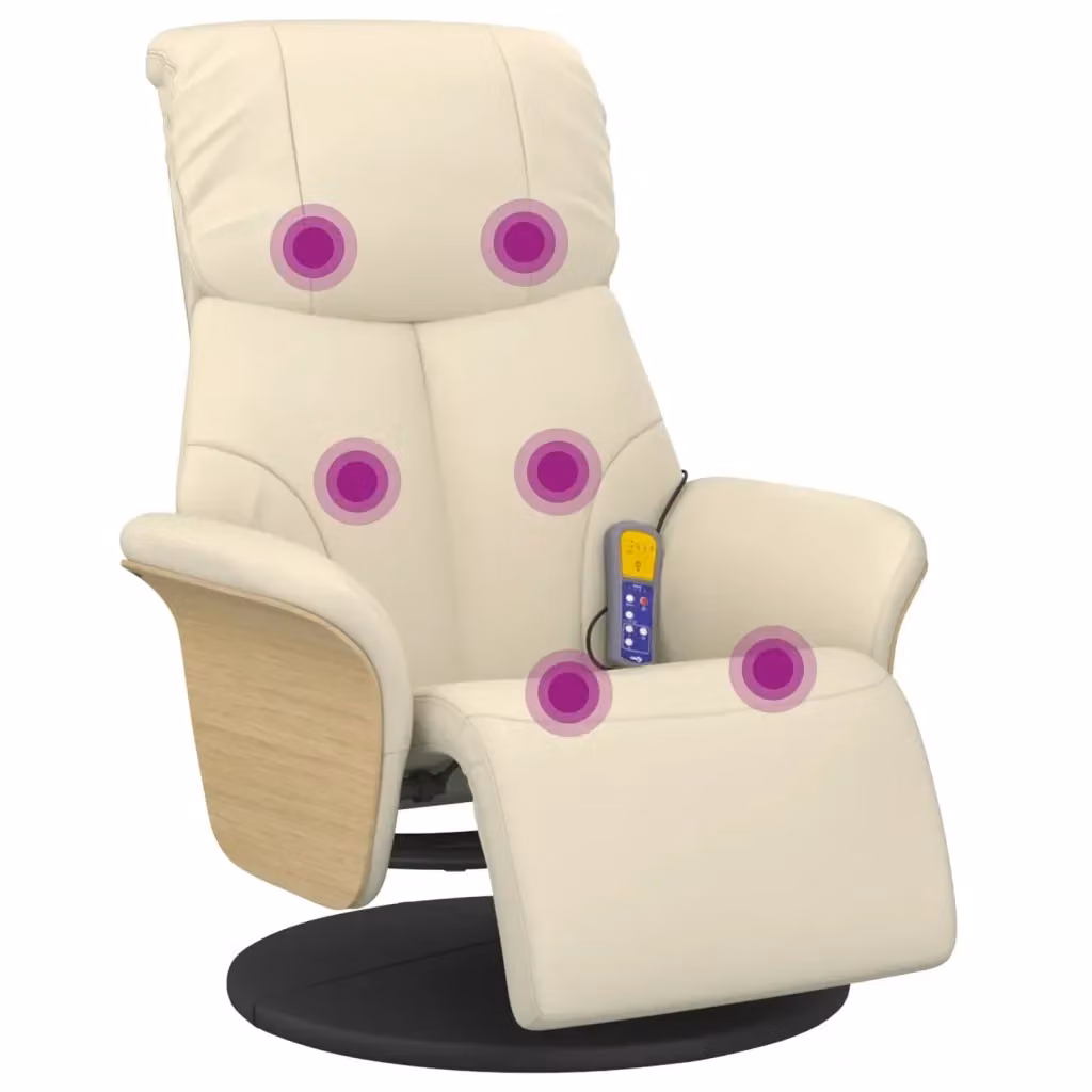 Poltrona Reclinabile Relax vidaXL in Similpelle Beige con Poggiapiedi e Rotazione a 360 Gradi – 2