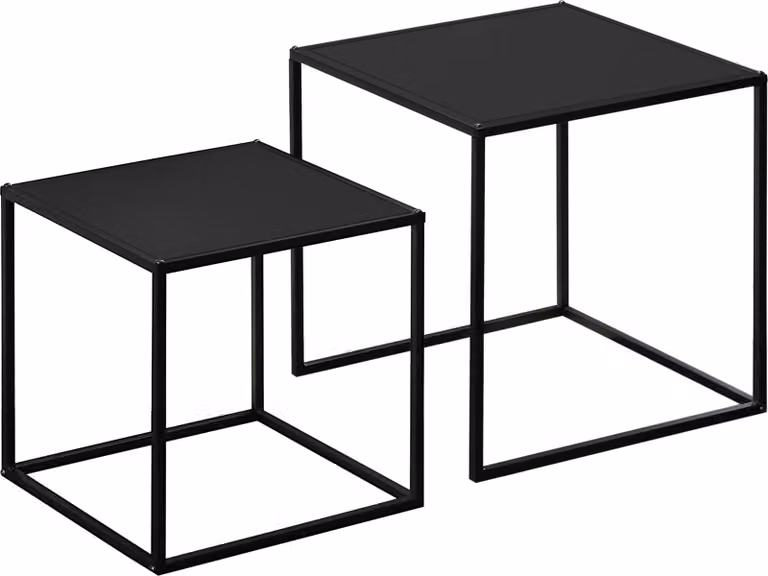 Set di 2 tavolini da salotto, design moderno, struttura in acciaio, portata fino a 10 kg, nero, 120x59x45 cm, per soggiorno