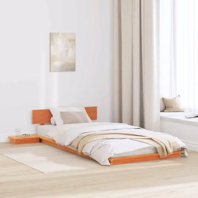 Struttura letto moderna in legno massiccio vidaXL marrone L 100 cm x P 200 cm